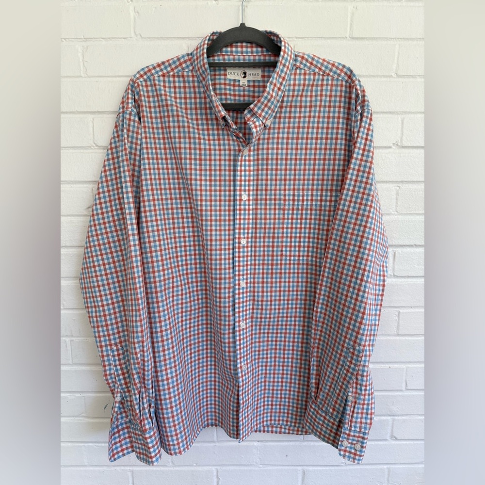 Duck Head Men's XXL Blue and Red Checkered Shirt